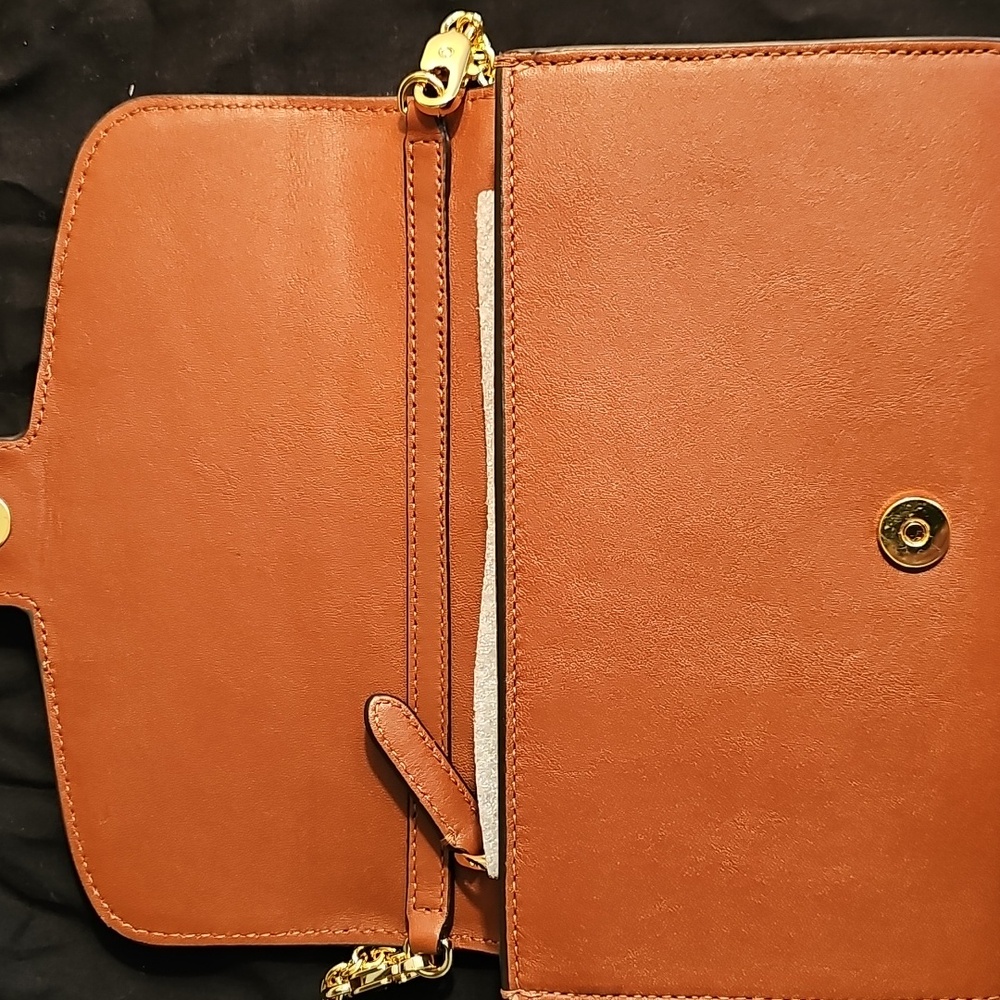 Ralph Lauren Brown and Gold Crossbody Bag with Chain Strap - Picture 4 of 11